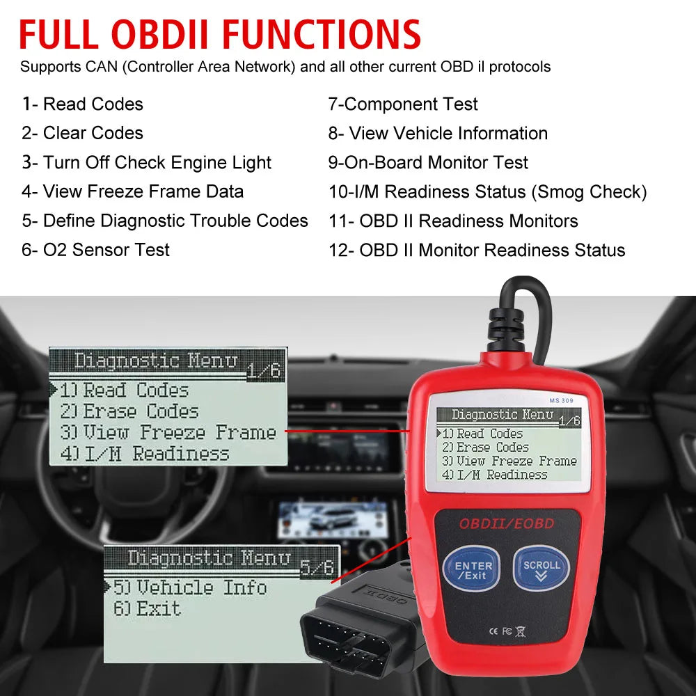 OBD 2 Scanner Fault Code Clear Car Diagnostic Tools OBD2 Reader 16