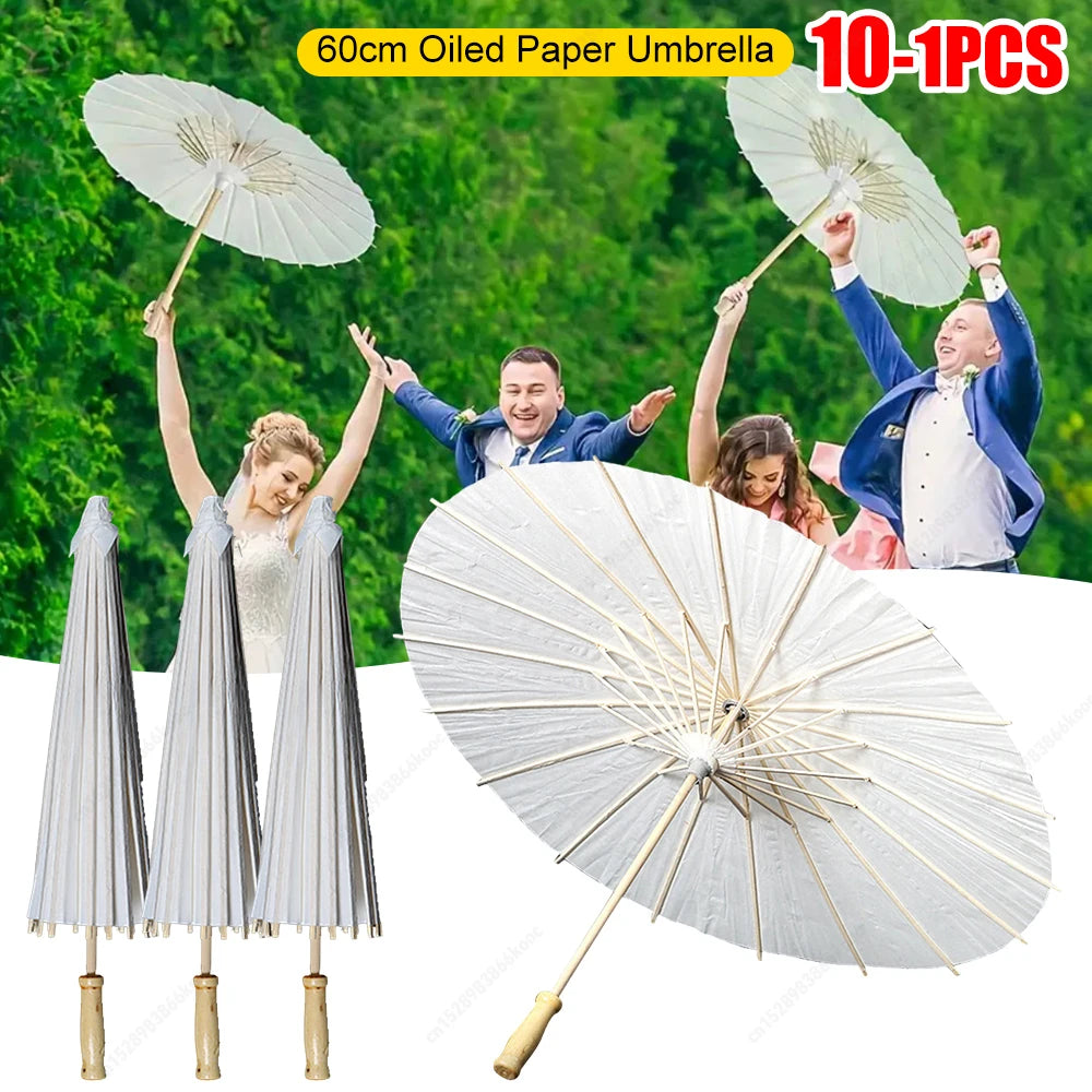 Wedding Paper Umbrellas Chinese Wood Handle White DIY Photography