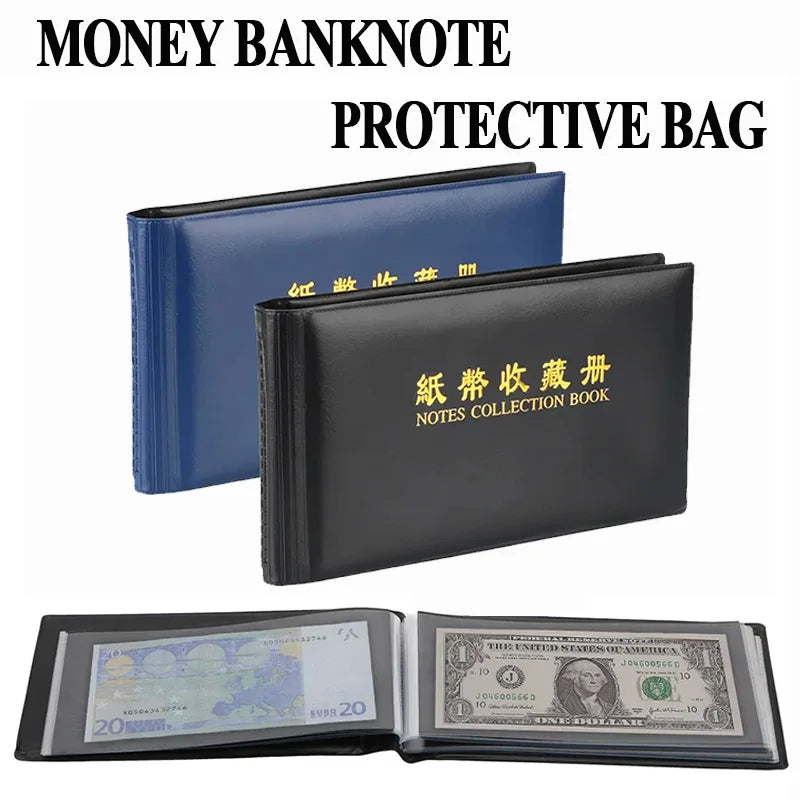 20 Pages Paper Money Collection Album Collection Pockets Loose Leaf Sheet Creative Money Banknote Protective Bag for Collector Zpaxo