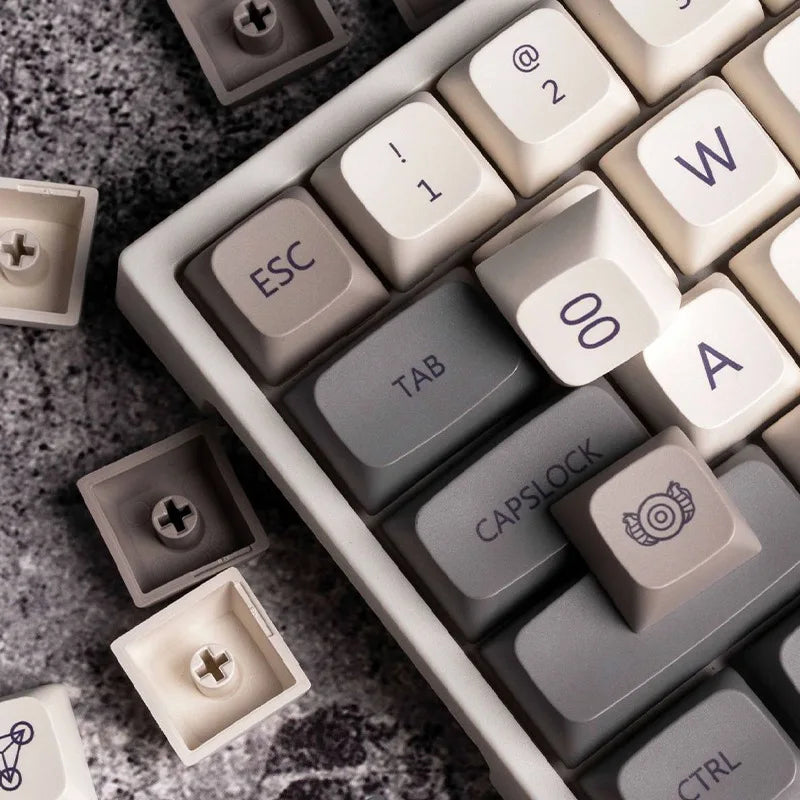 XDA Profile 133 PBT Keycap DYE-SUB Personalized Minimalist White Gray Zpaxo