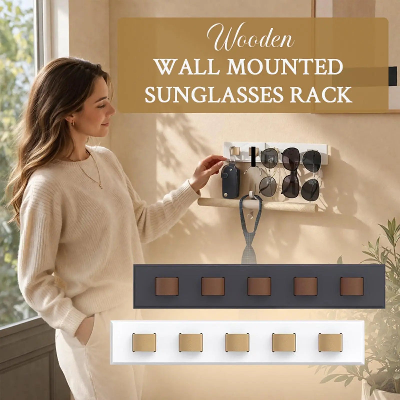 Sunglass Holder Wall Wooden Eyewear Storage Rack Sunglasses Home