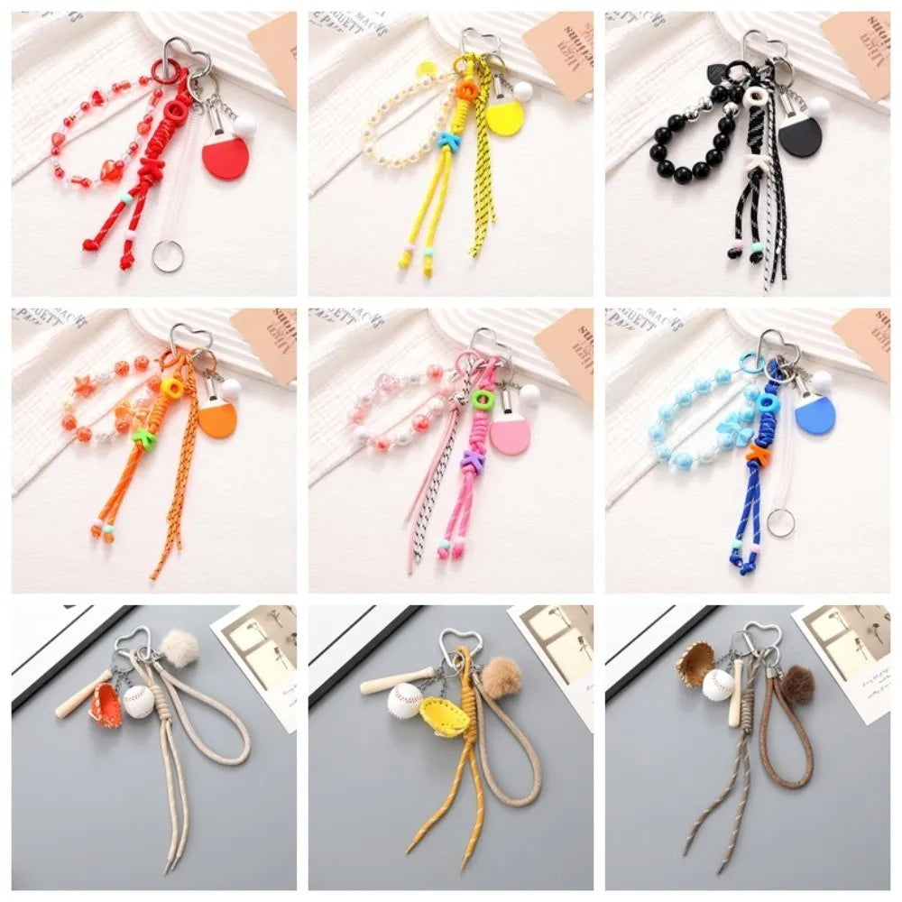 Table Tennis Racket Baseball Braid Rope Pendant Hanging Chain Stylish Zpaxo