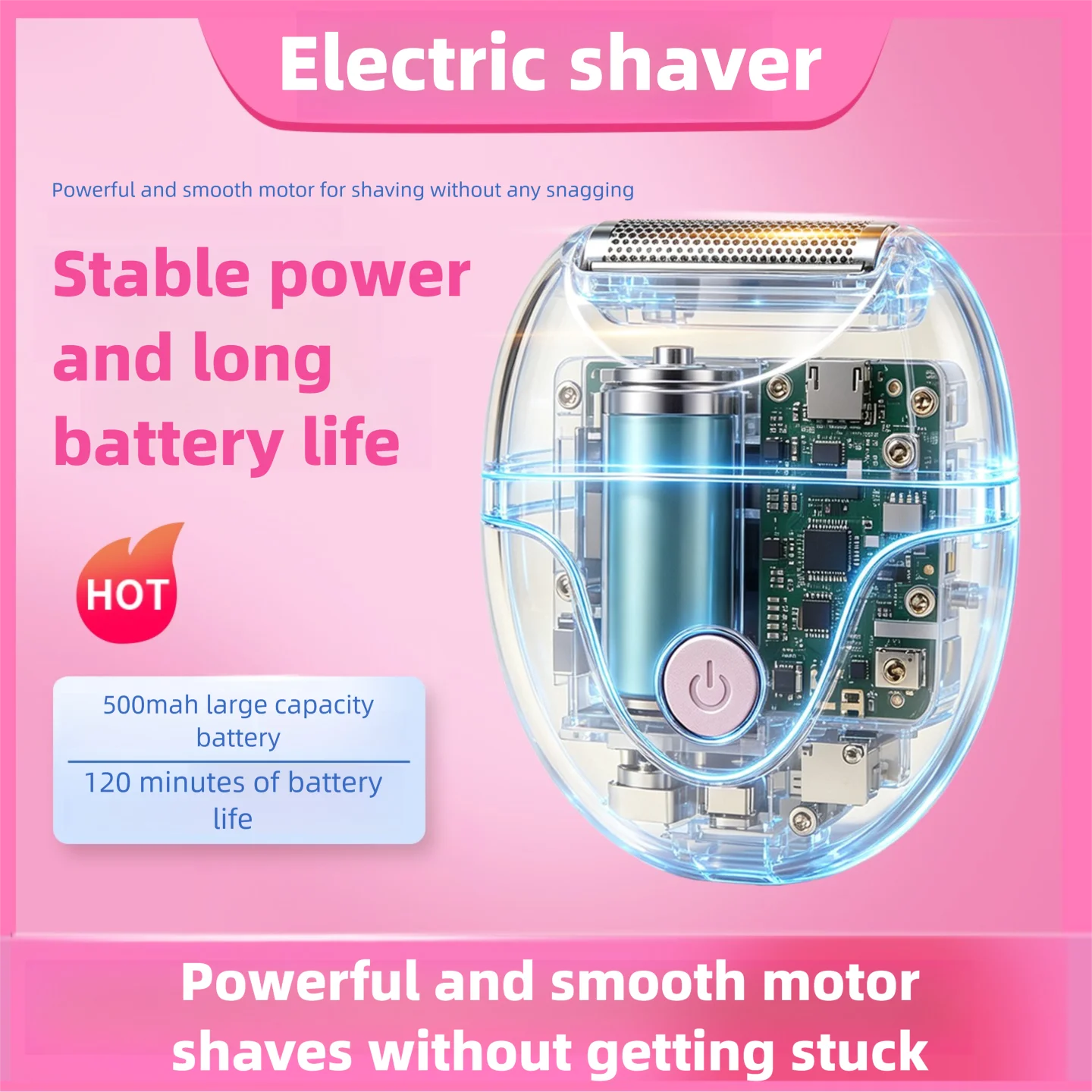 2-in-1 Women's Pink Shaver Private Trimer Full Body Female Electric