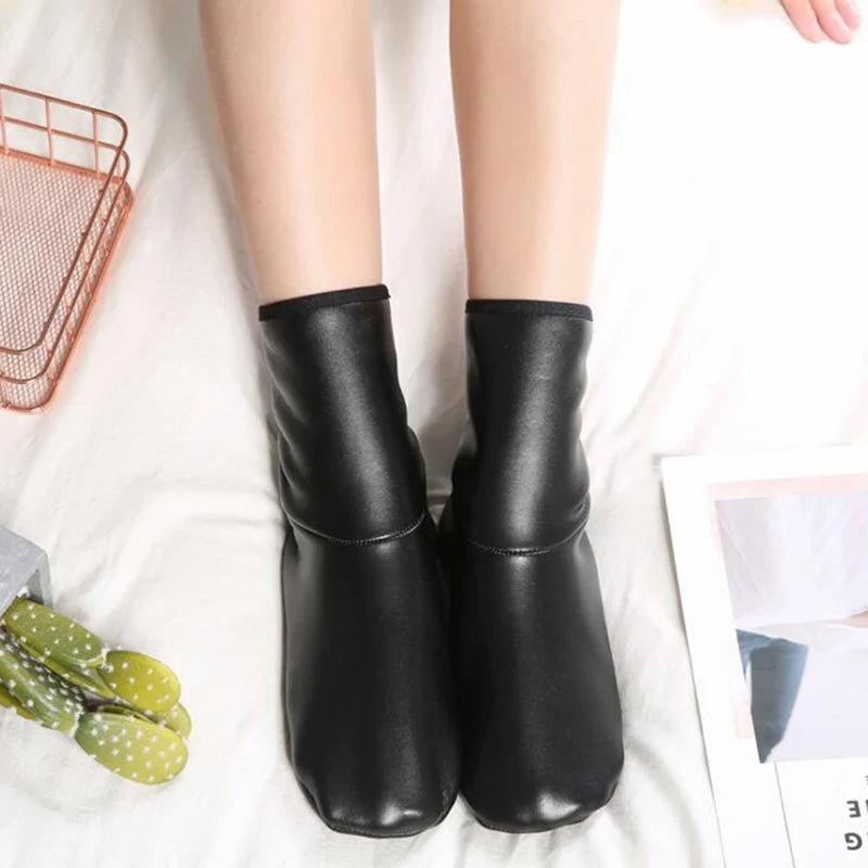 Unisex Winter Warm Leather Thermal Boot Slipper Indoor House Soft