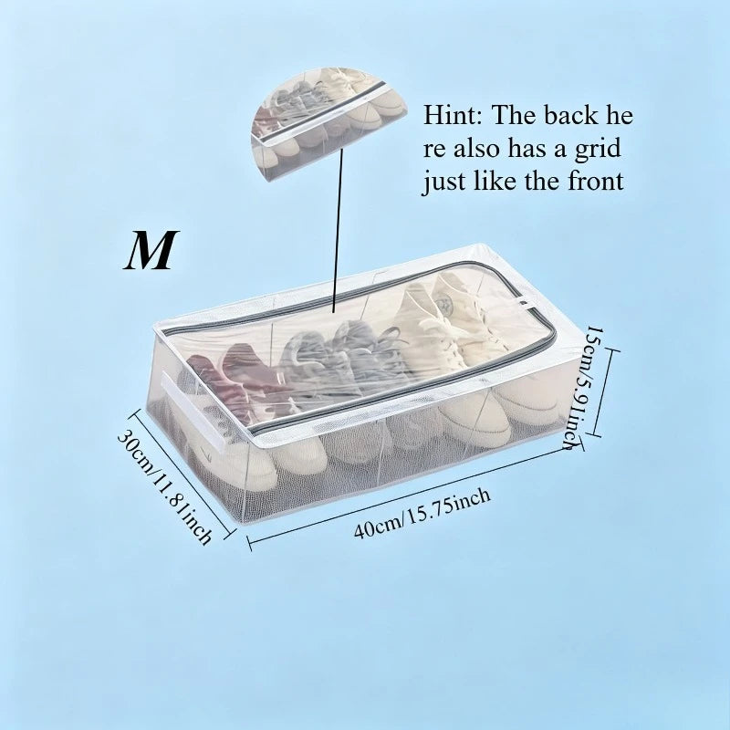 Rectangle Shoe Organizer Box Transparent PVC Steel Frame 2 Removable