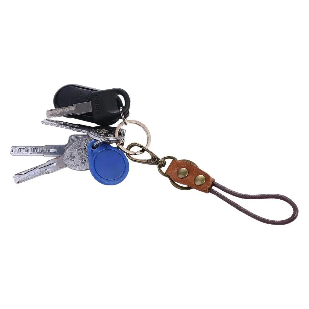 Genuine Leather Keychain Badge Holder ID Card Holder Wrist Neck Lanyard Phone Neck Strap Work Card Holder Leather Lanyard Zpaxo
