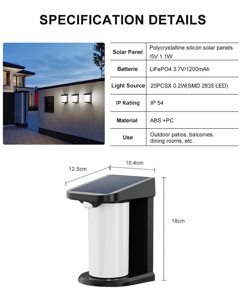 Outdoor Solar LED Lights Motion Sensor Waterproof Auto Off Step Wall Zpaxo