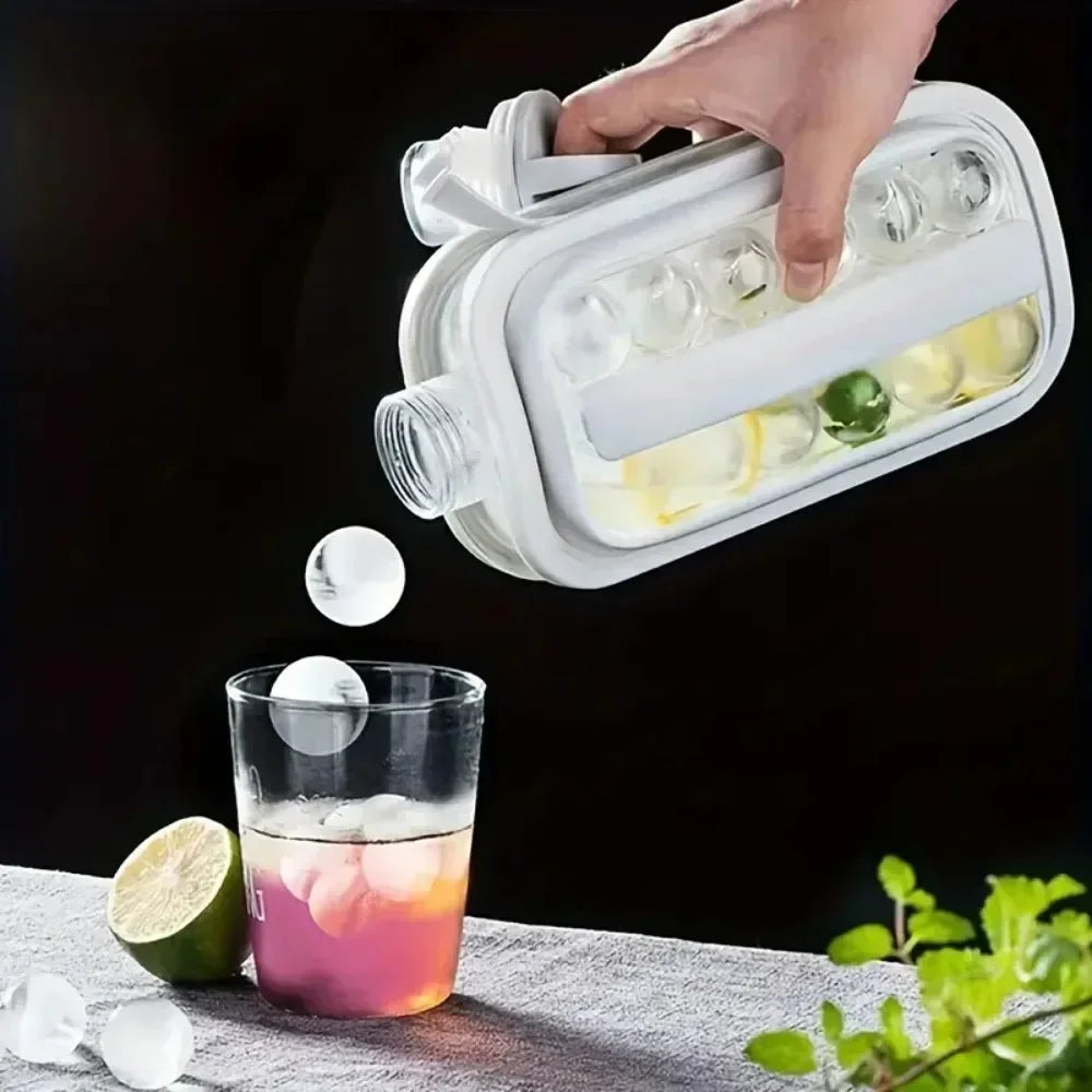 Portable 2in1 Folding Ice Maker Water Bottle with Creative Ice Cube Mold Ice Hockey Lattice Kitchen Bar Gadgets Ice Making Tool Zpaxo
