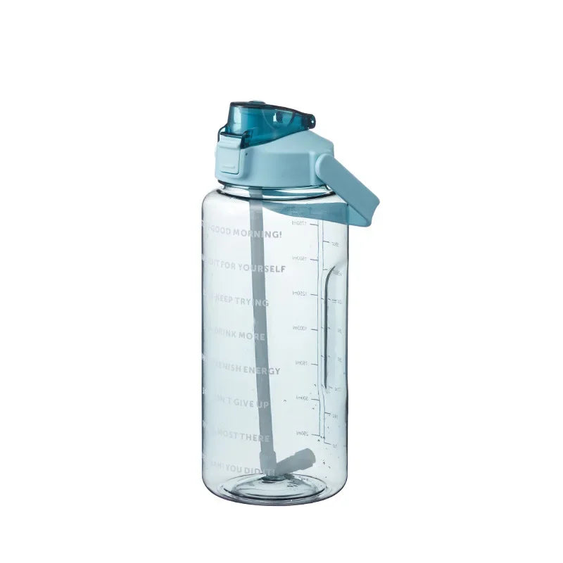 Sports Drinking Bottles Time Marker Men Women Water Bottle Straw Zpaxo green 2000ml