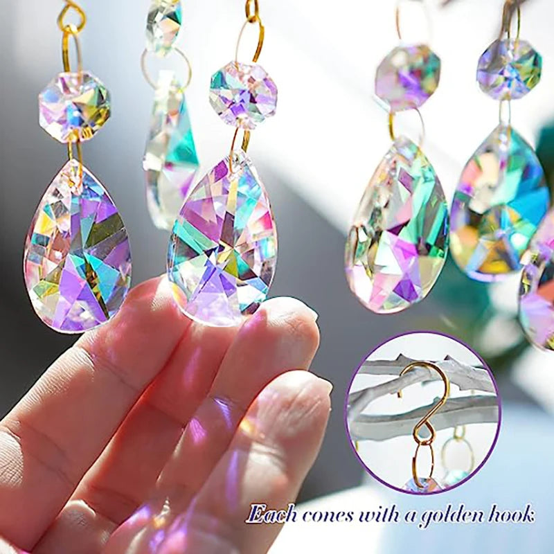 Crystal Suncatcher Pendant 9cm – AB Rainbow Glass Prism Decor