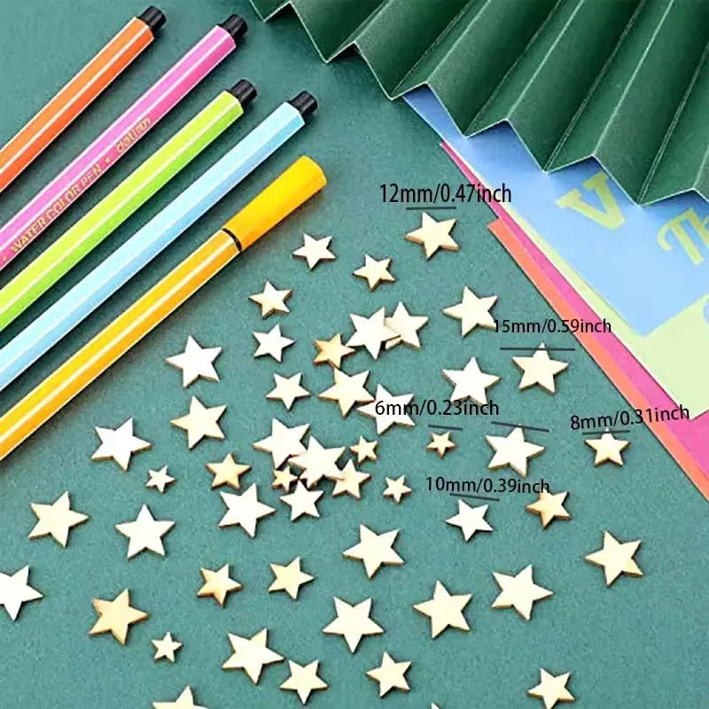 Wooden Star Slices 100/200/300Pcs – Blank DIY Craft Pieces Wood Craft Pieces Zpaxo
