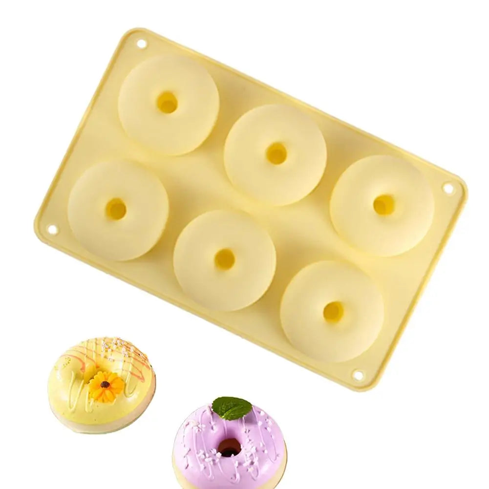6-Cavity Silicone Donut Mold – Non-Stick Baking Mold Silicone Baking Mold Zpaxo Yellow