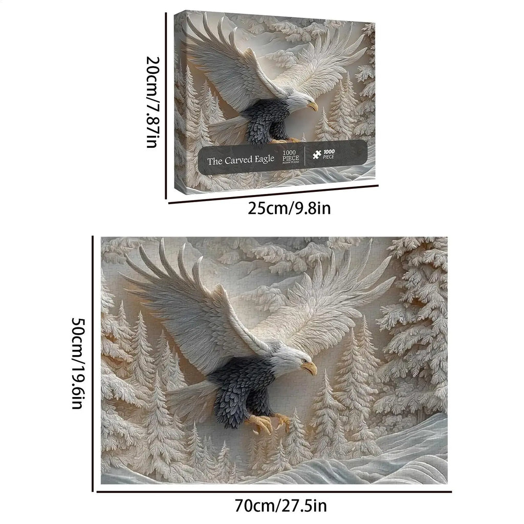The Carved Eagle Jigsaw Puzzle 1000 Pieces Challenging Jigsaw Majestic Bald Eagle Puzzle Game For Adults Women Men Nature & Zpaxo