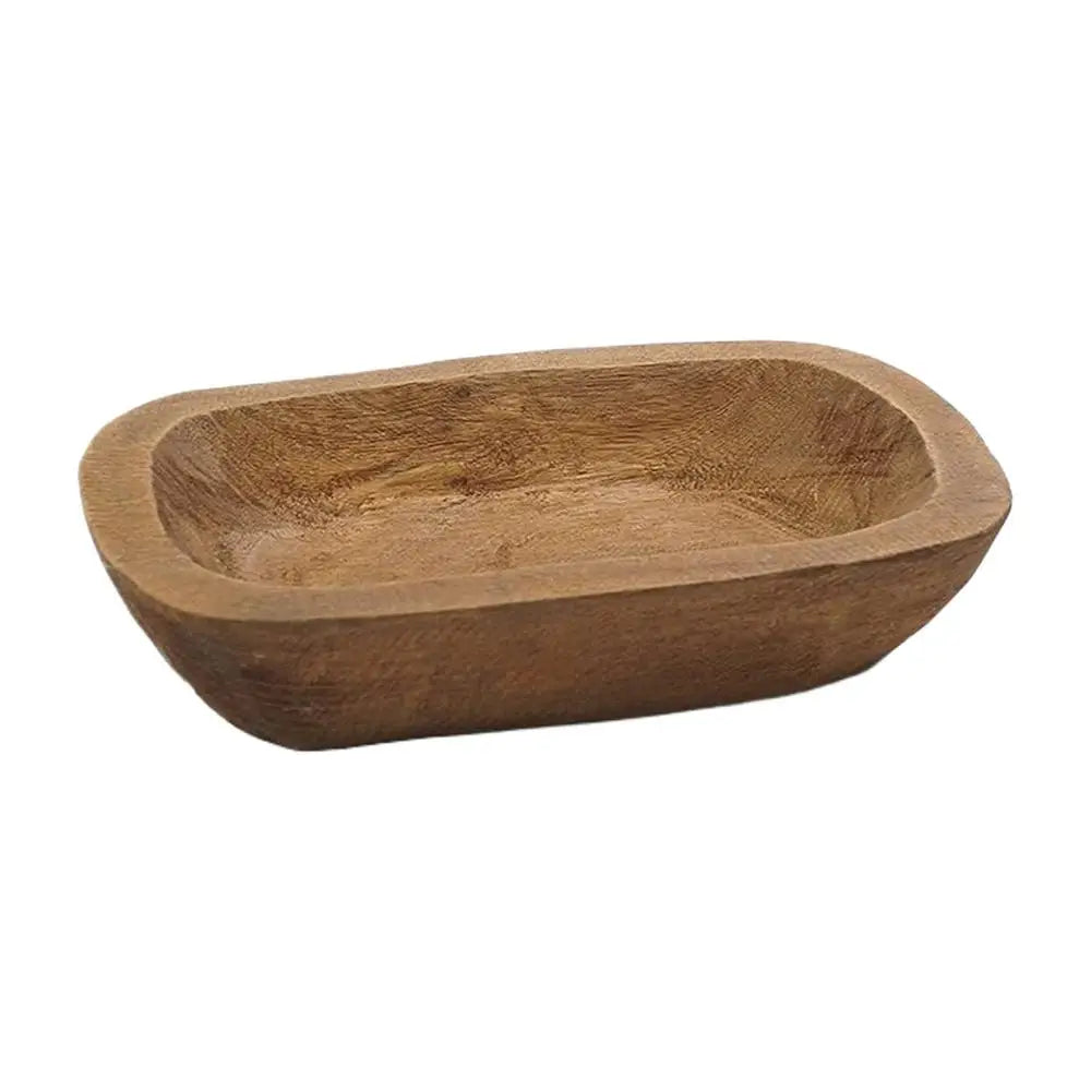 Wooden Decorative Bowl Handcrafted Bread Tray Bohemian Rustic Candle