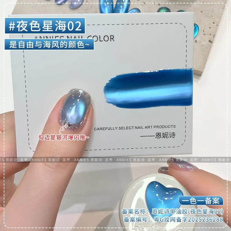 Glass Bead Cat Magnetic Gel Nail Polish Ice Green Blue Crystal Zpaxo 05