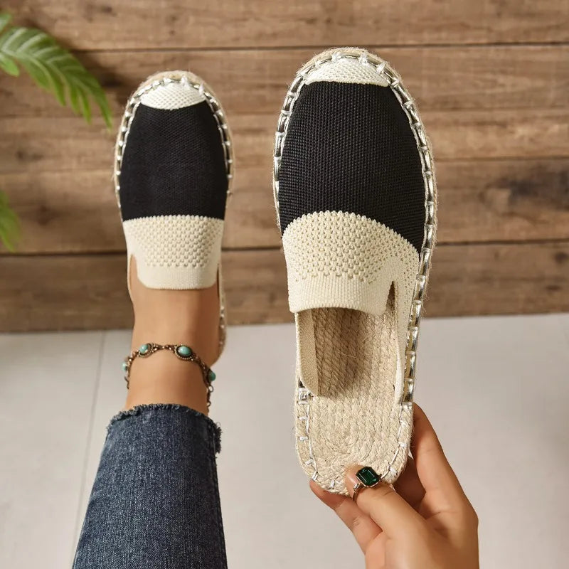 Women's Breathable Round Closed Toe Blocking Vintage Slippers 2026 Zpaxo Beige 37