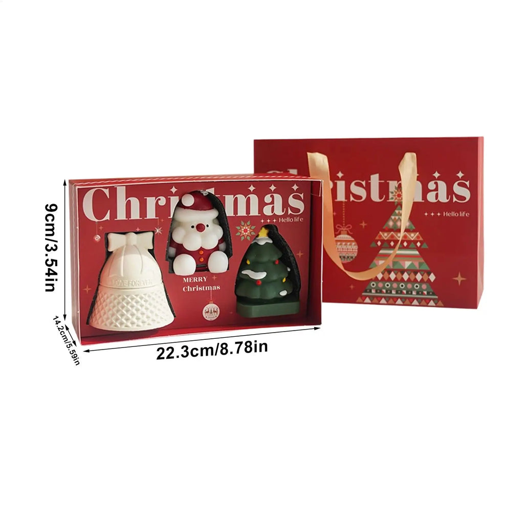 Christmas Scented Candles 3 Bell Shaped Tree Cartoon Festive Decor