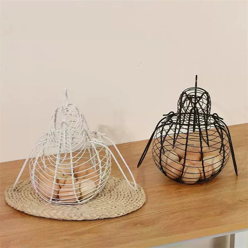 Household Vegetables Fruit Container Organizer Rack Basket Iron Art Eggs Storage Basket Chicken Shaped Egg Holder Zpaxo