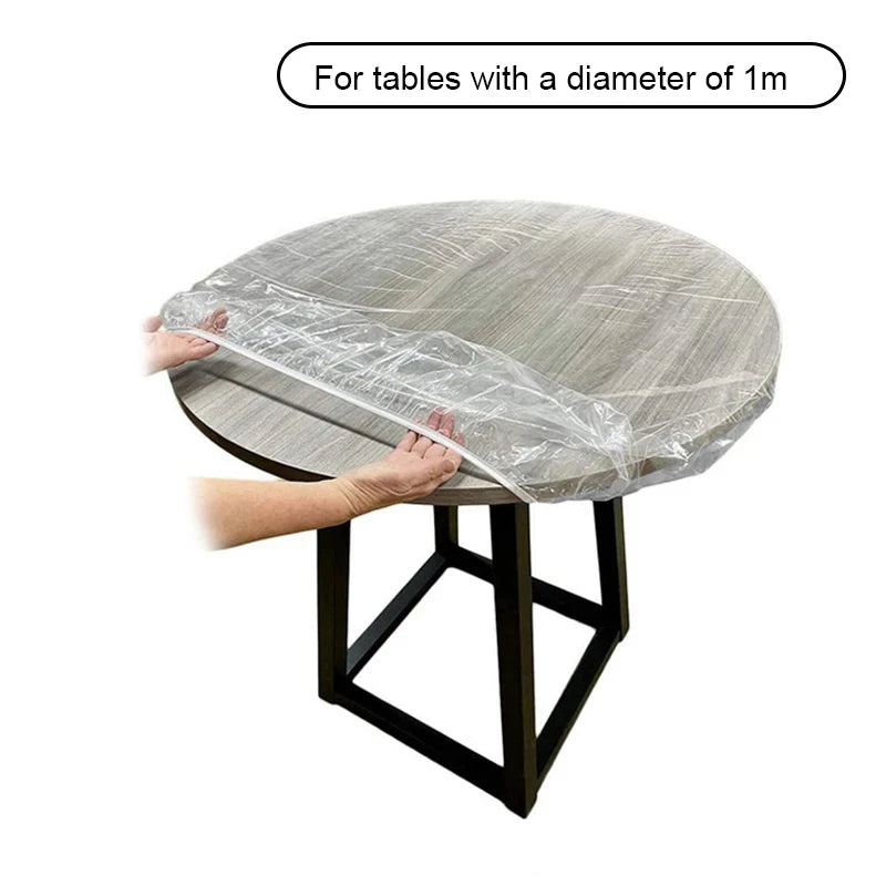 Fitted Round Tablecloth Transparent Waterproof Oil-proof Table Cover Zpaxo 1m