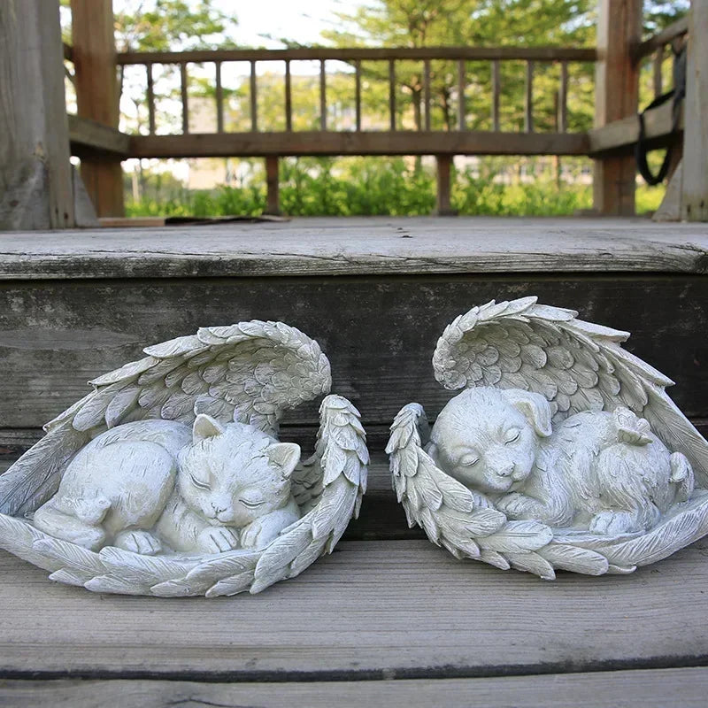Angel Pet Memorial Stone – Resin Dog & Cat Garden Ornament