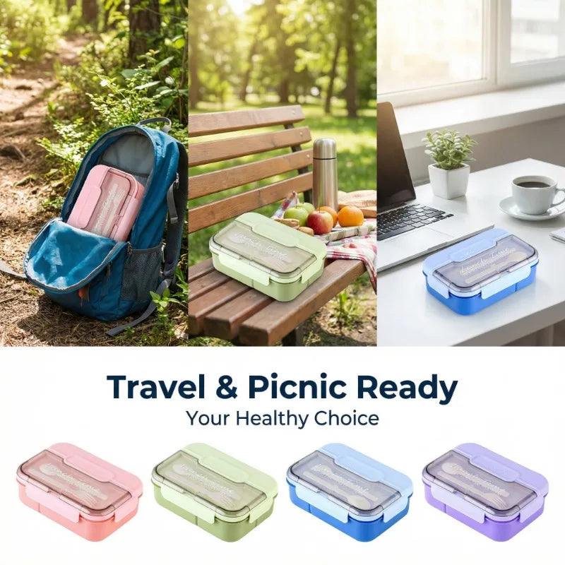 Bento box with cutlery, large capacity plastic lunch box, large capacity all-in-one sealed lunch box, suitable for school and of Zpaxo