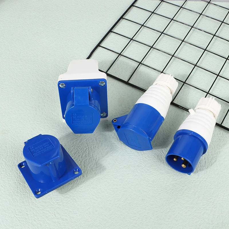 220V 16A 3 Pin Industrial Waterproof Plugs/Socket Male/Female Connector IP44 2P For Caravan Motorhome Trailer Truck Yacht Zpaxo
