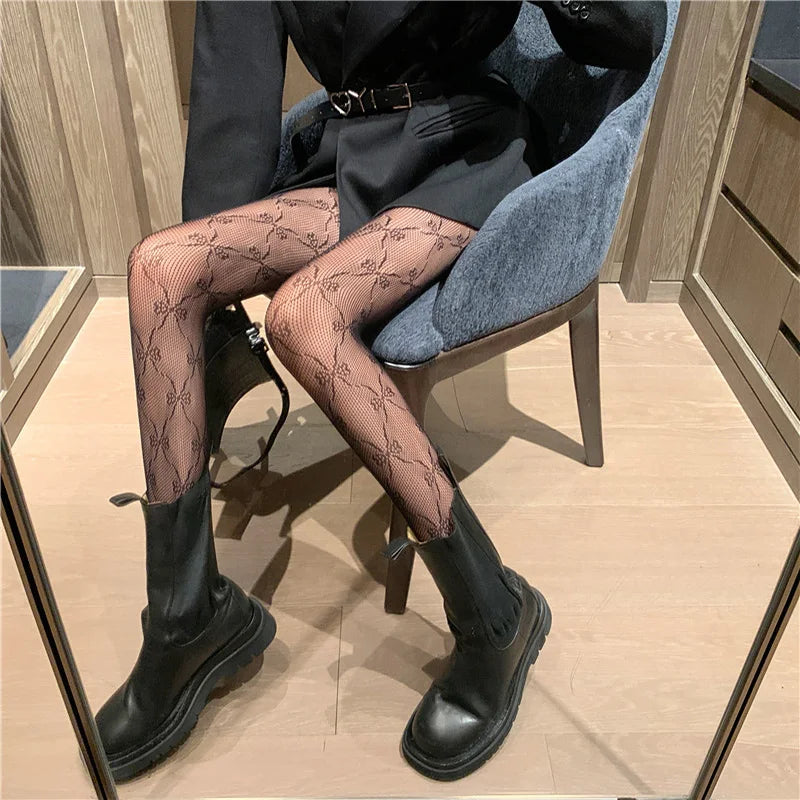 Classic Lolita Hollowed Out Lace Mesh Stockings Bottomed Pantyhose