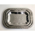 1PCS English-style Vintage Tray Pattern Metal Dining Tray, Household and Commercial Storage Tray, Rectangular Dim Sum Fruit Tray Zpaxo 35x24.5x2cm