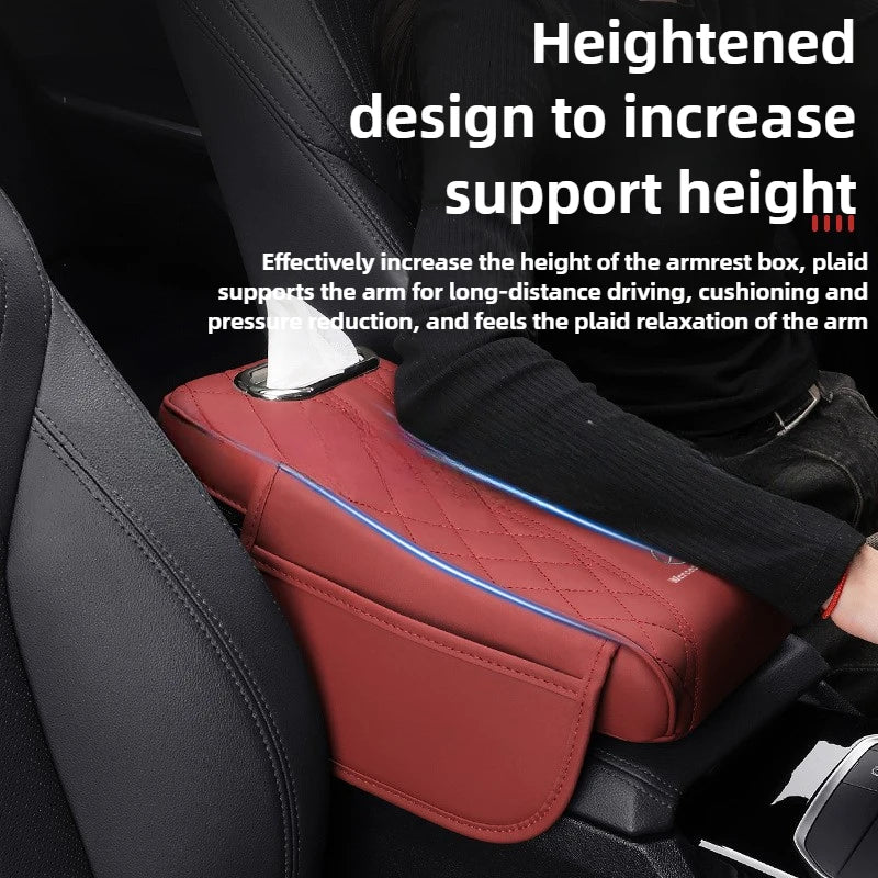 3 in 1 Car Armrest Box Cushion Universal Storage Bag Car Tissue Box Central Elbow Height Pad Multifunctional Tissue Boxes Zpaxo