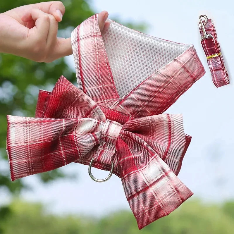 Cute No-pull Dog Harness Adjustable Red Christmas Pet Leash Bowtie Zpaxo red-S
