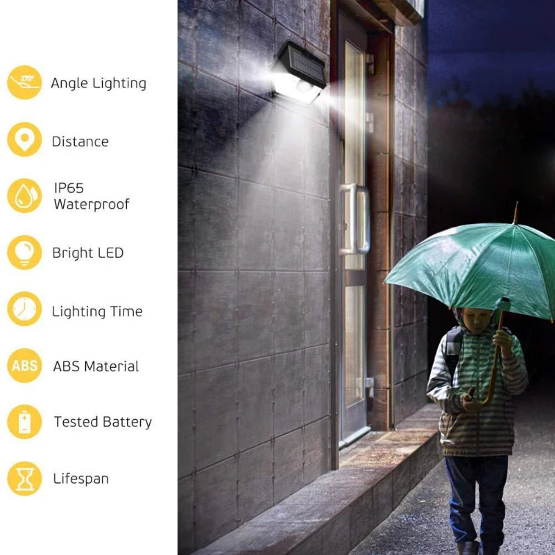 Outdoor Solar Panel LED Headlight 3-Sides Wall Light Sensor Lighting Zpaxo