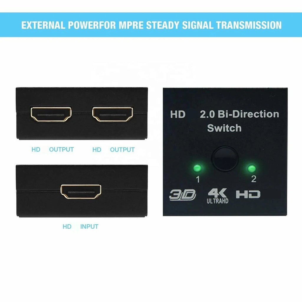 4K HDMI-Compatible Switch 2 Ports Bi-directional 1x2 2x1 HDTV Adapter