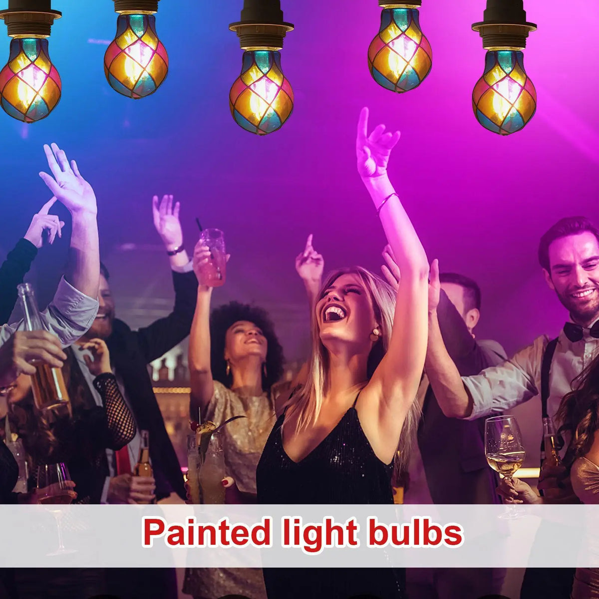 Stained Glass Light Bulb E26 E26 Base 4W 120V LED Colored Bulb Romantic Lighting for Halloween Party Festive Bedside Lamp Indoor Zpaxo