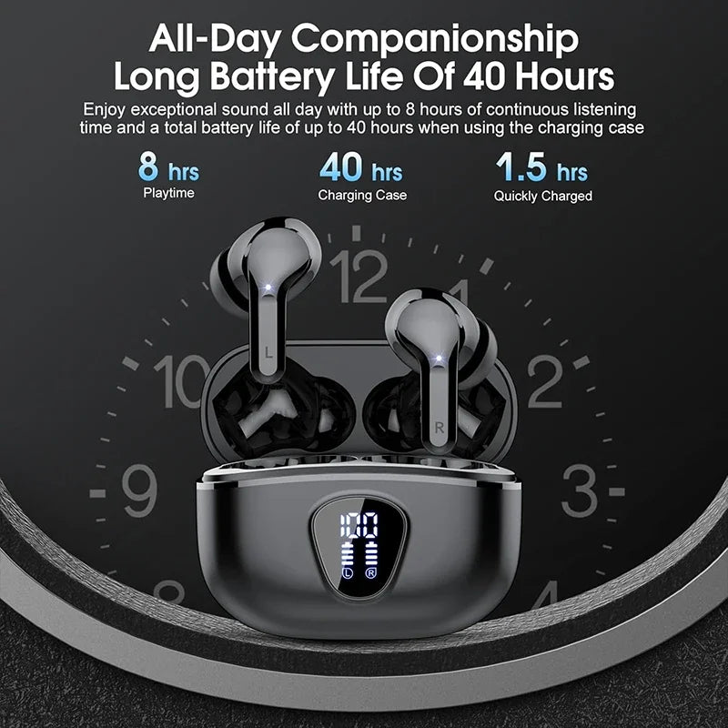 Wireless Earbuds Hifi Stereo Headphones BT5 3 ENC Noise Cancelling
