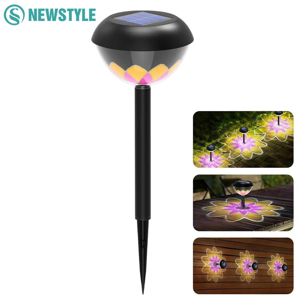 LED Solar Garden Projection Lights Outdoor Waterproof Solar Landscape Spotlights Yard Patio Path Solar Courtyard Lamp Decor Zpaxo