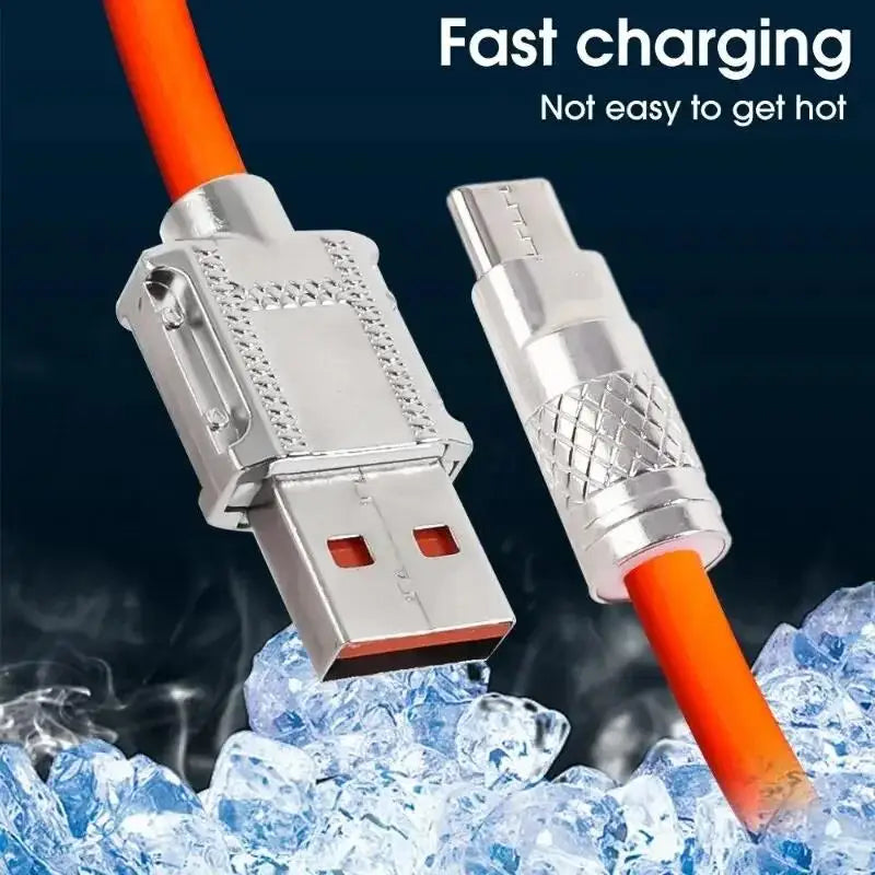 120W 6A Fast Charge C Liquid Silicone Cable Quick 1M USB Charger