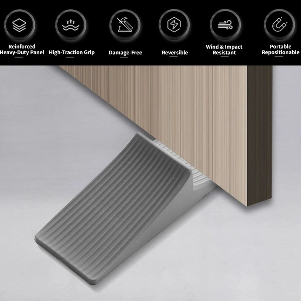 Heavy Duty Rubber Wedge Door Stops – Black, Non-Slip 4/5/6 Pack