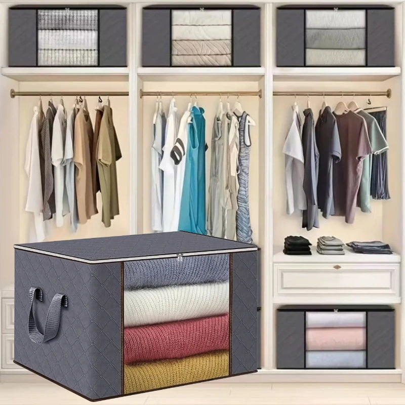 1/3pcs Large Capacity Clothes Storage Bag Organizer With Reinforced Handle For Blanket Comforters Bed Sheets Pillows Toy Zpaxo