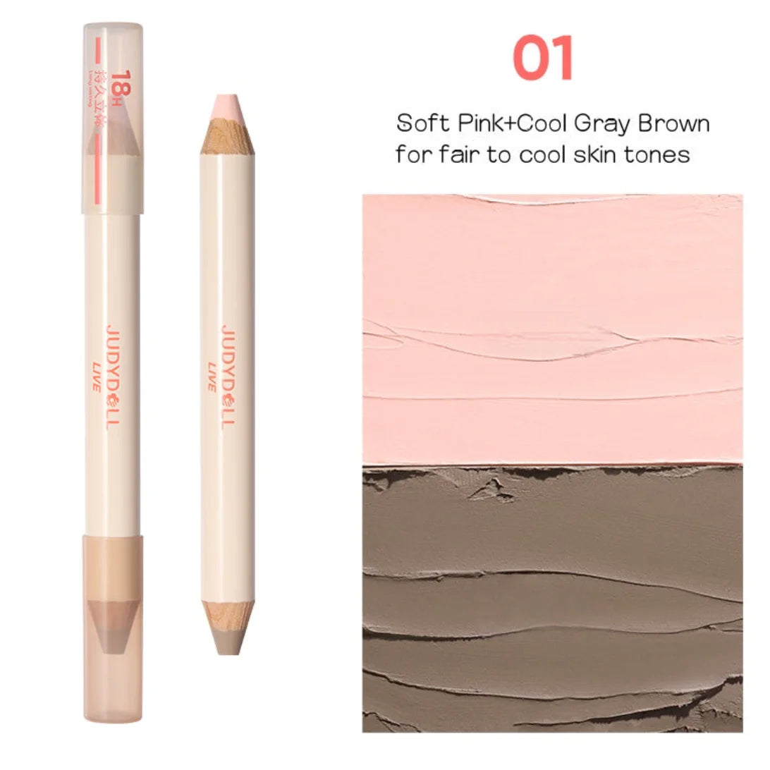 JUDYDOLL Two-tone Live Highlight Contour Stick 5g Face Shadow Highlighter Matte Nature 100% Original Makeup Cosmetics Zpaxo 01 Cool tone