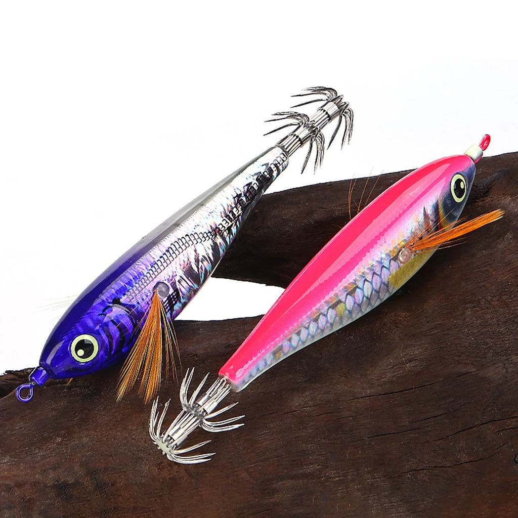 Squid Jig Hook 3D Holographic Eyes Treble Fishing Jigs Cuttlefish
