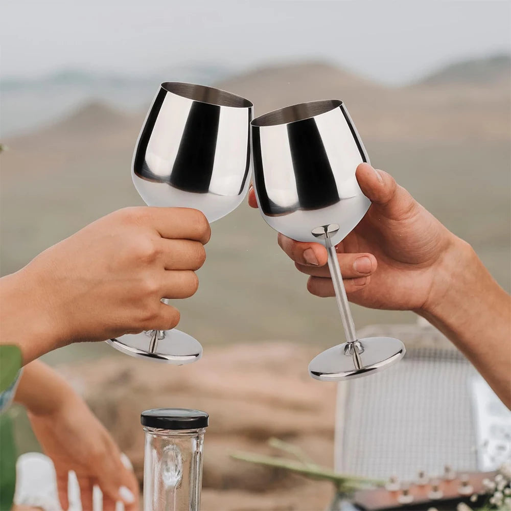 Stainless Steel Wine Glass 500ml Unbreakable Metal Wine Glass for Drinking Cocktails Wine Bar Home Outdoor Party 1PC Zpaxo