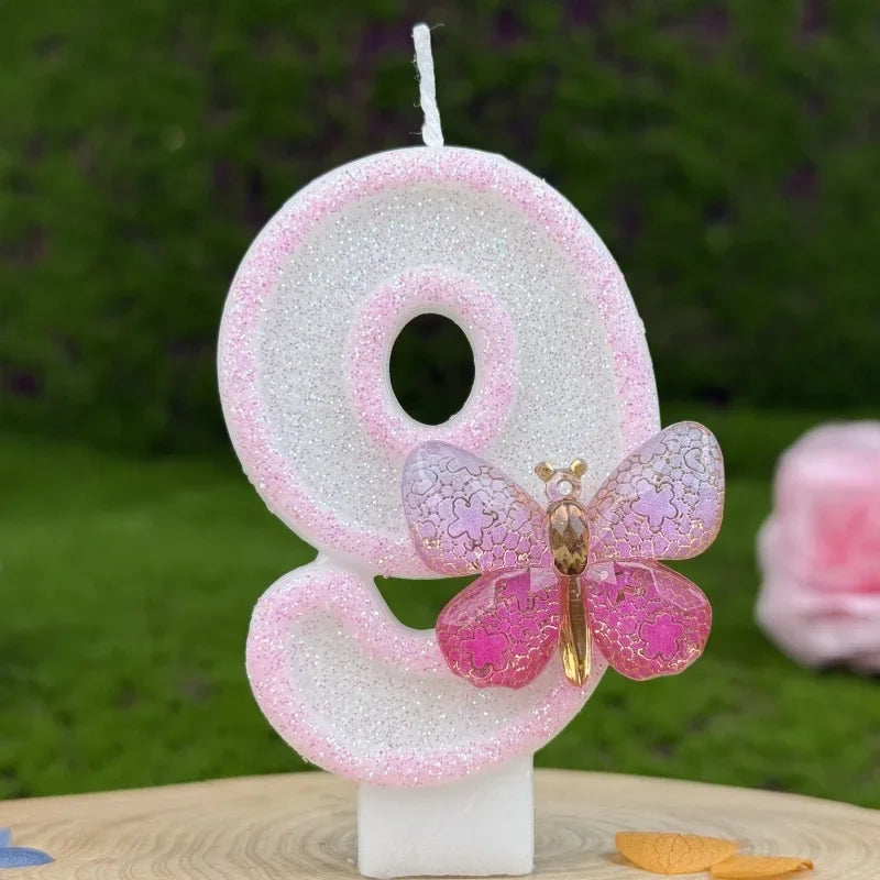 Pink Butterfly Number Candles 1–9 | Birthday Cake Topper Birthday Cake Candles Zpaxo 9
