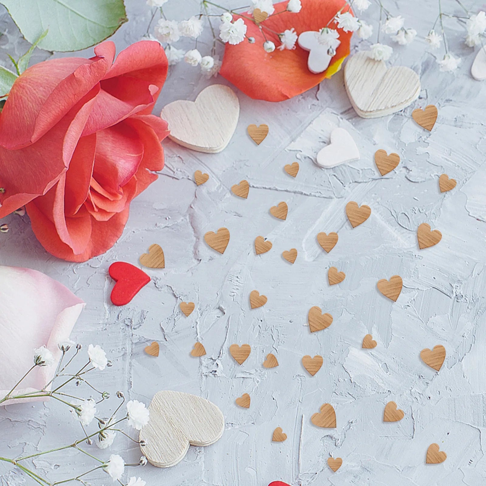 Wooden Heart Slices Natural Craft Cutouts DIY Valentine Day Projects