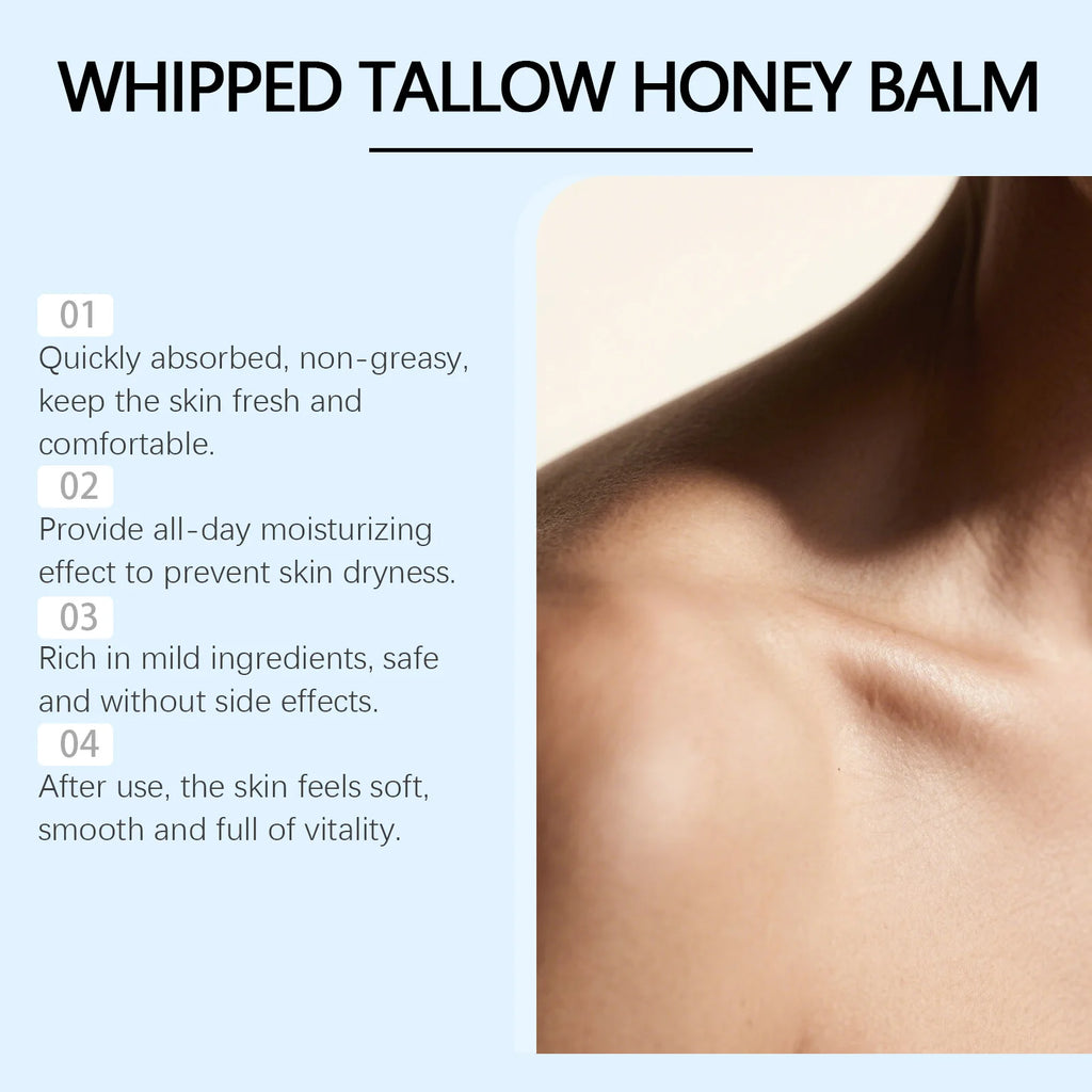 Beef Tallow Honey Moisturizing Cream Daily Nourishing, Hydrating, Smooth, Non-Greasy Body Skincare Cream Zpaxo