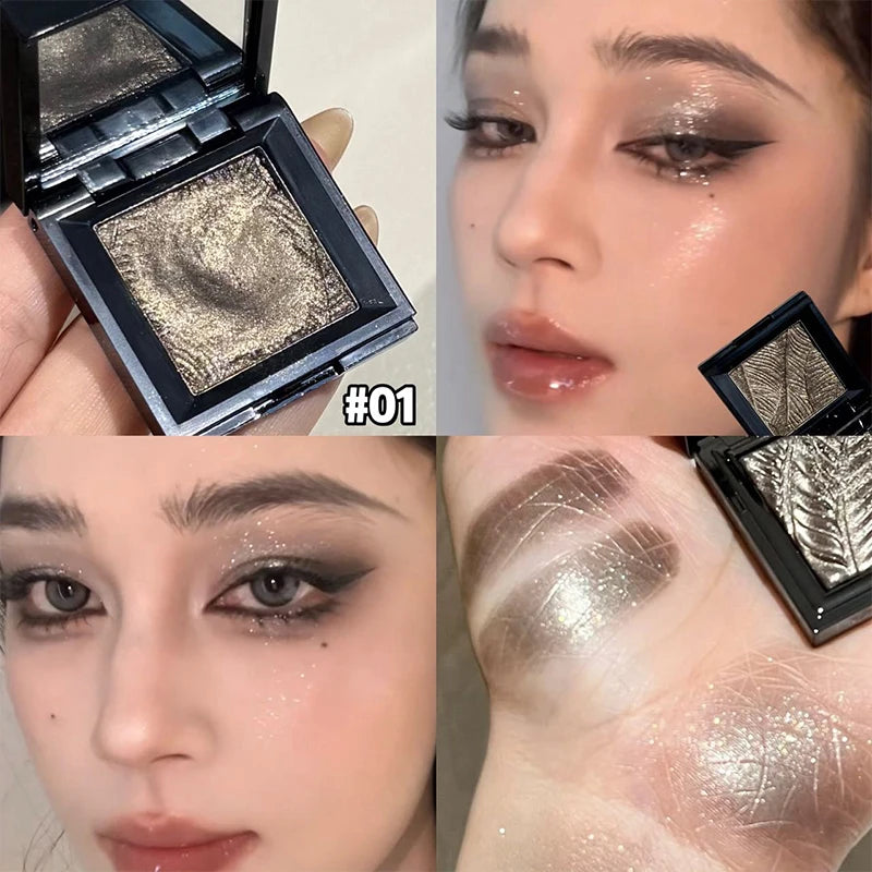 Wine Red Shimmer Highlighter Eyeshadow Palette Lasting Glitter Pearly Eye Shadow Makeup Mashed Potato Fine Shimmer Eye Pigments Zpaxo 01