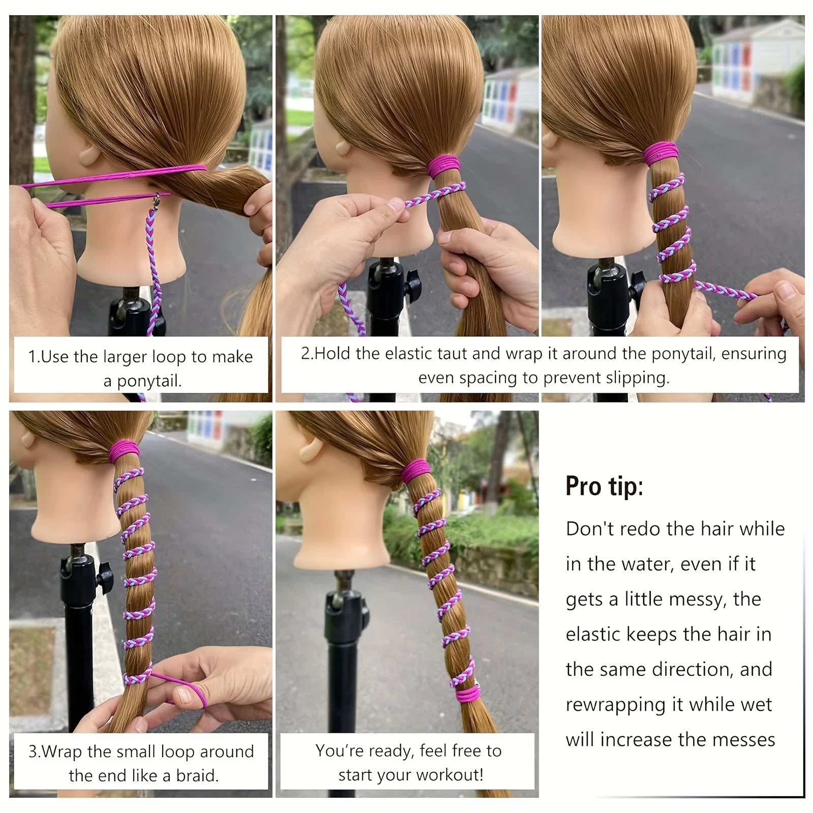 2 Packs 25" Ponytail Holders Hair Ties, Colored Elastic Braided Hair Tie, No Damage for Long Thick Curly Hair Zpaxo