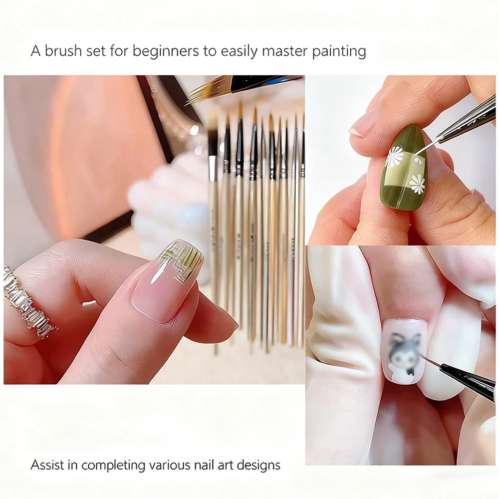 9-Piece Paint Brush Set – Nail Art, Watercolor & Oil Painting
