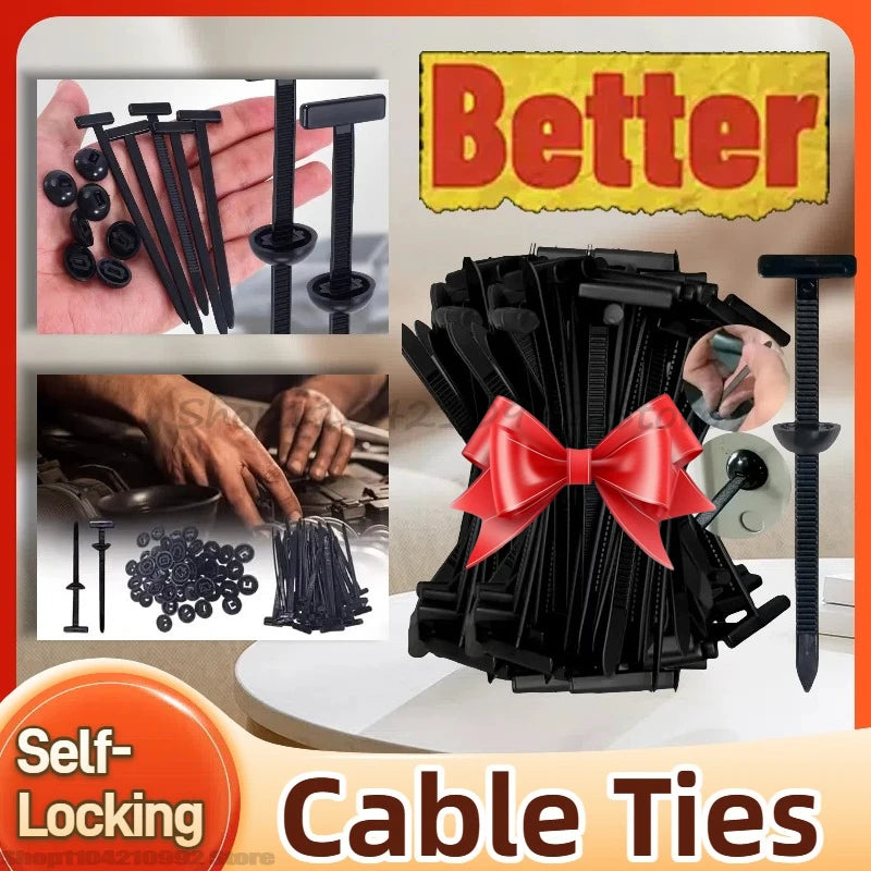 Cable Tie Self-locking Nylon Universal Cable Tie Buckle Heavy Duty Zip Ties with Pin & Button Car Daily Repair Fastening Strap Zpaxo