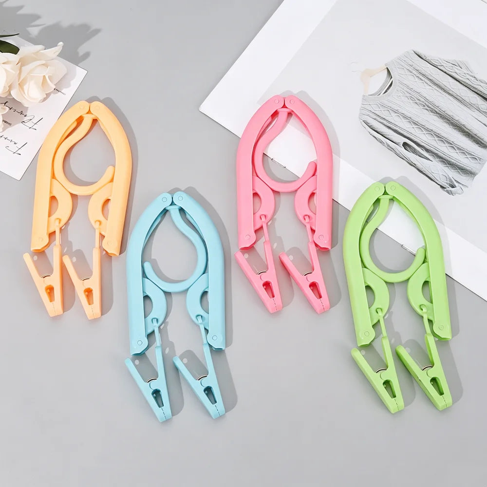 1 3 5pieces Folding Clothes Hanger Clip Non-slip Travel Cloth Hangers Zpaxo