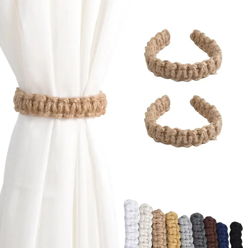 Jute Woven Curtain Tiebacks Natural Rope Window Decor Boho Chic